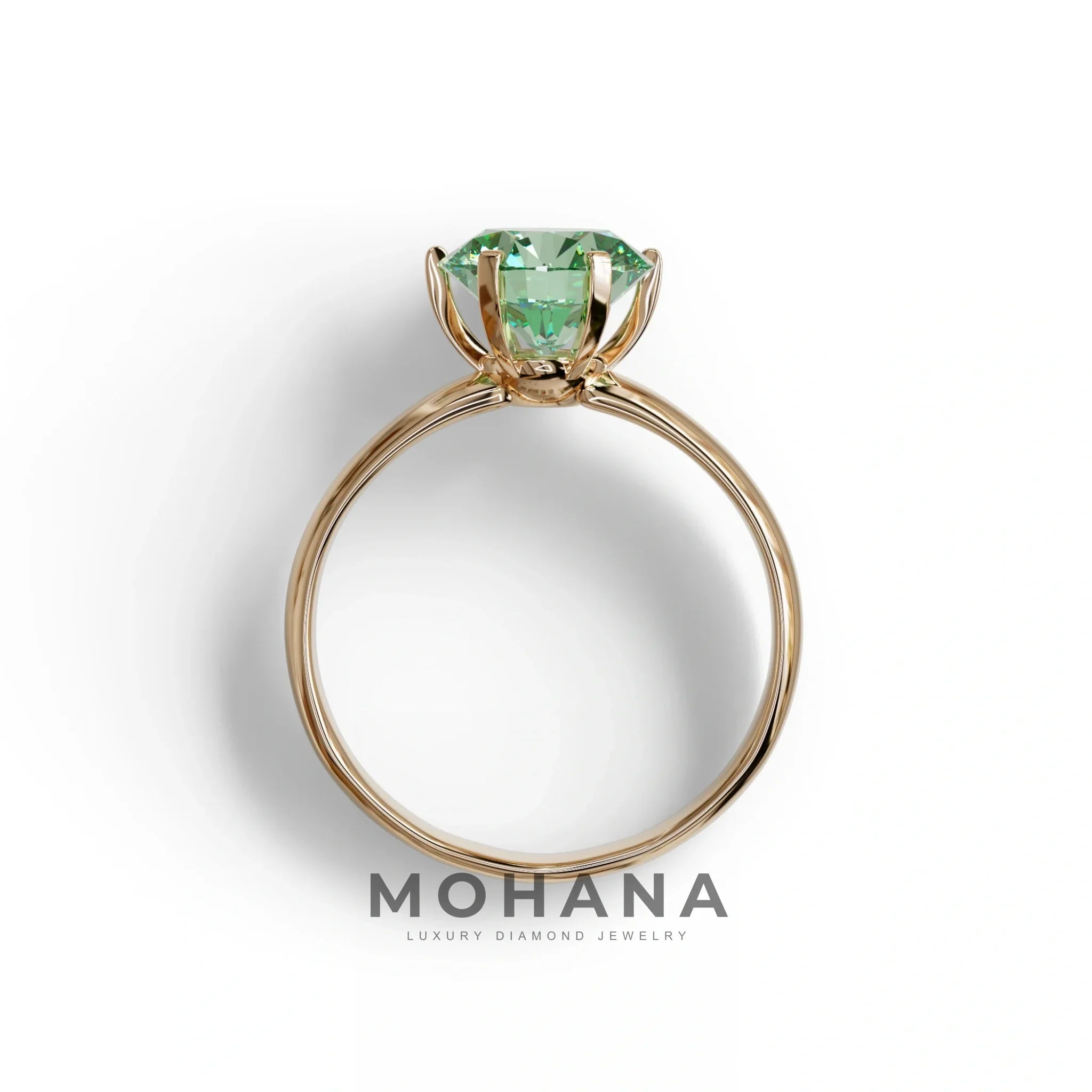 2 Carat Green Round Cut Solitaire Lab Diamond Ring - Fury