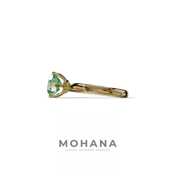 2 Carat Green Lab Grown Diamond Engagement Ring – Round Cut Solitaire | Fury alternate view