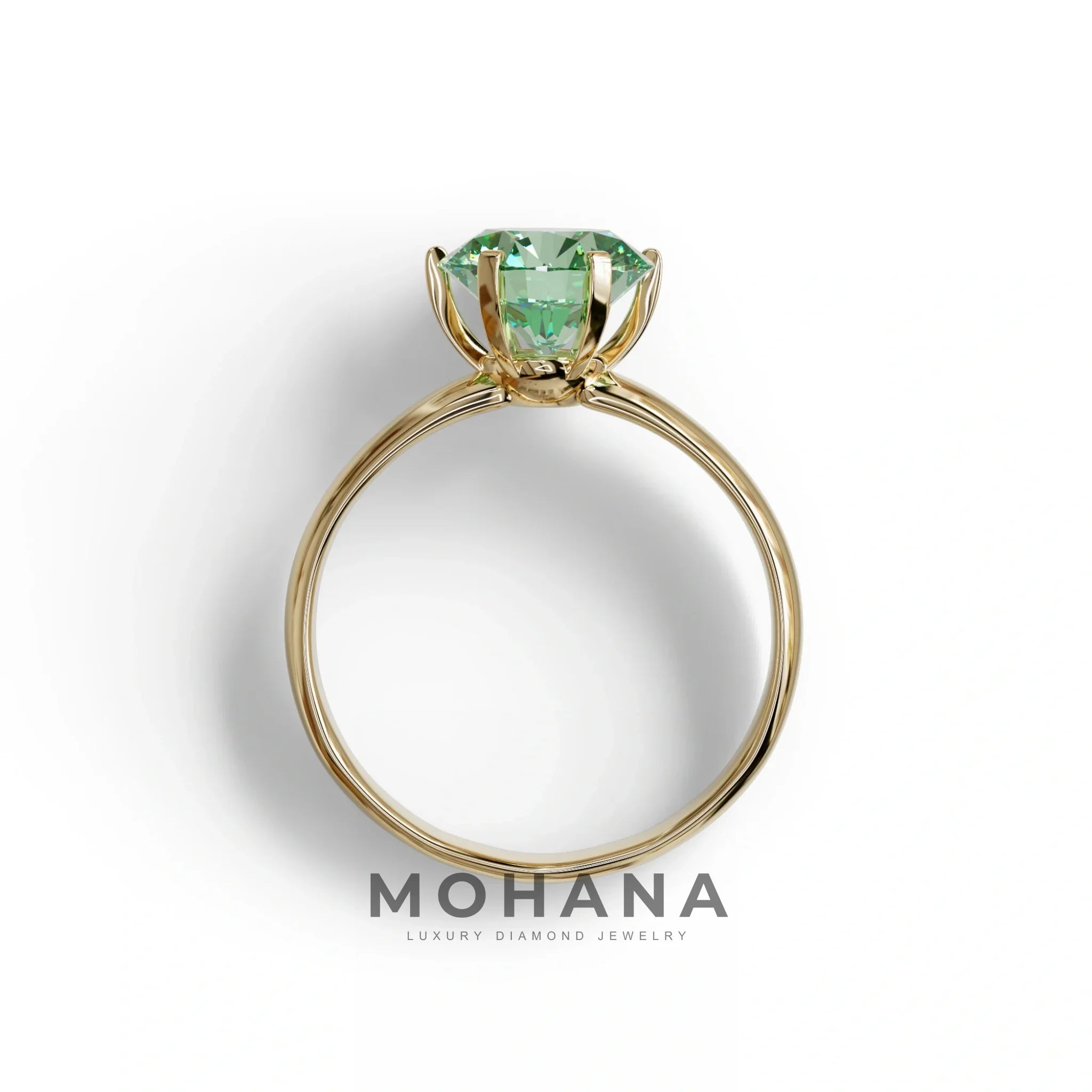 2 Carat Green Round Cut Solitaire Lab Diamond Ring - Fury
