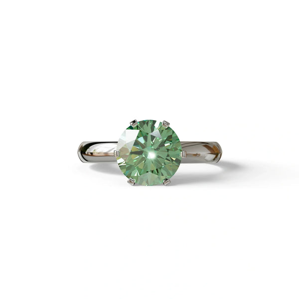 2 Carat Green Lab Grown Diamond Engagement Ring – Round Cut Solitaire | Fury