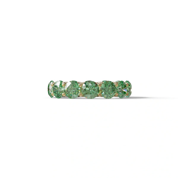 2 Carat Green Lab Grown Diamond Wedding Band – Round Cut Prong