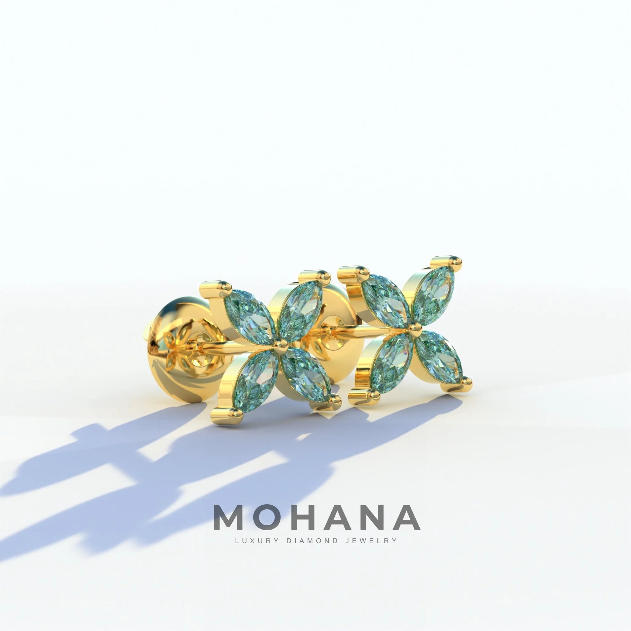 2 Carat Green Marquise Cut Lab Grown Diamond Stud Earrings - Maria Tash