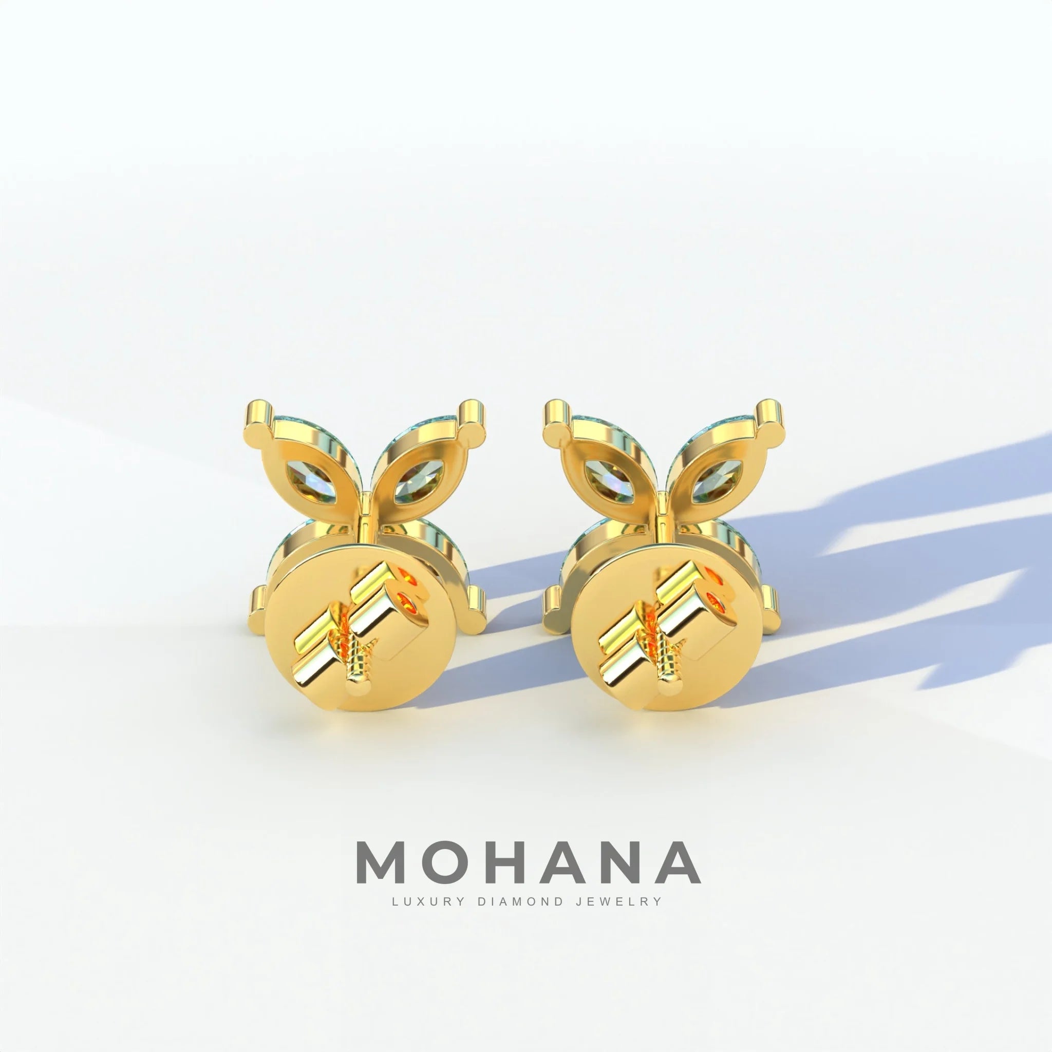 2 Carat Green Marquise Cut Lab Grown Diamond Stud Earrings - Maria Tash