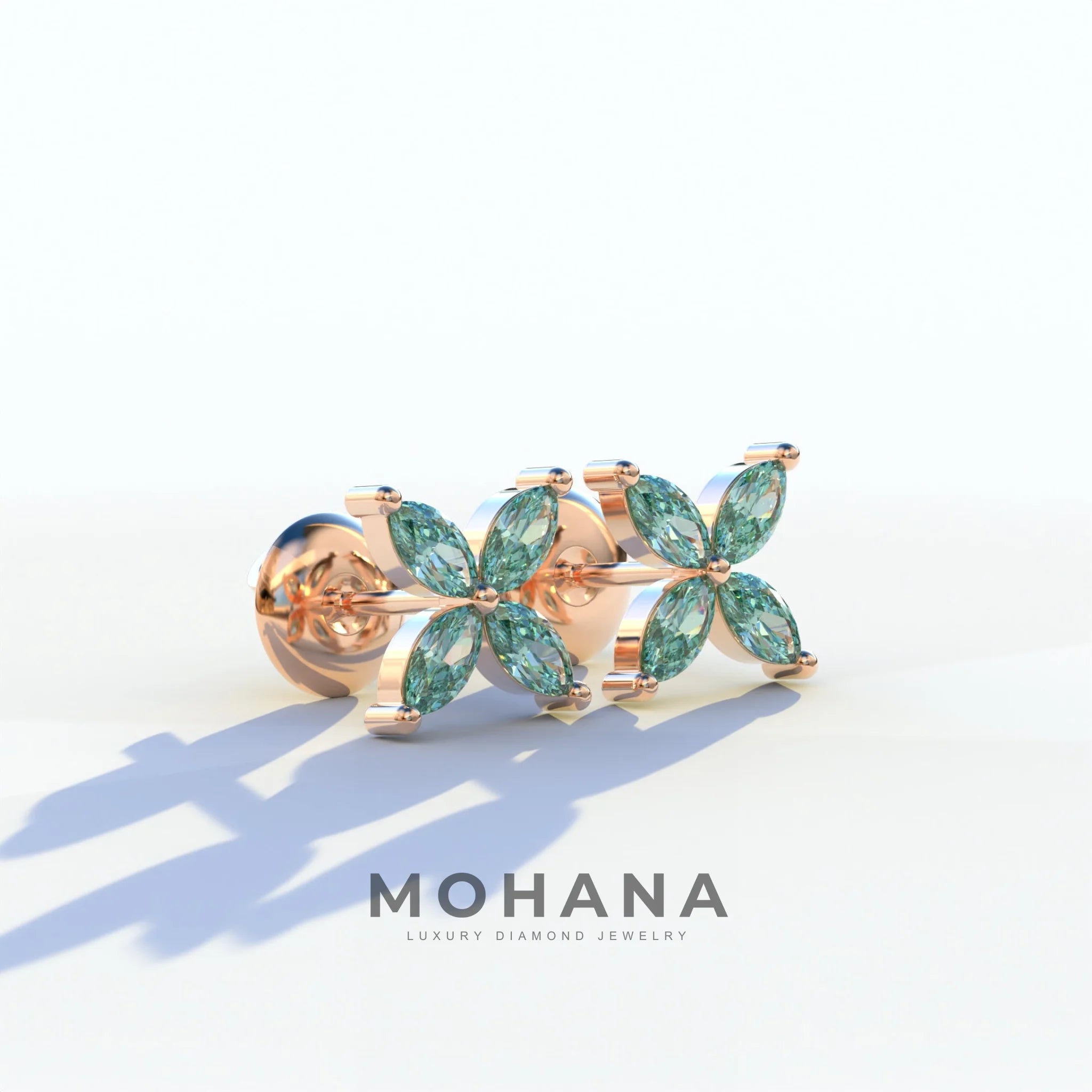 2 Carat Green Marquise Cut Lab Grown Diamond Stud Earrings - Maria Tash