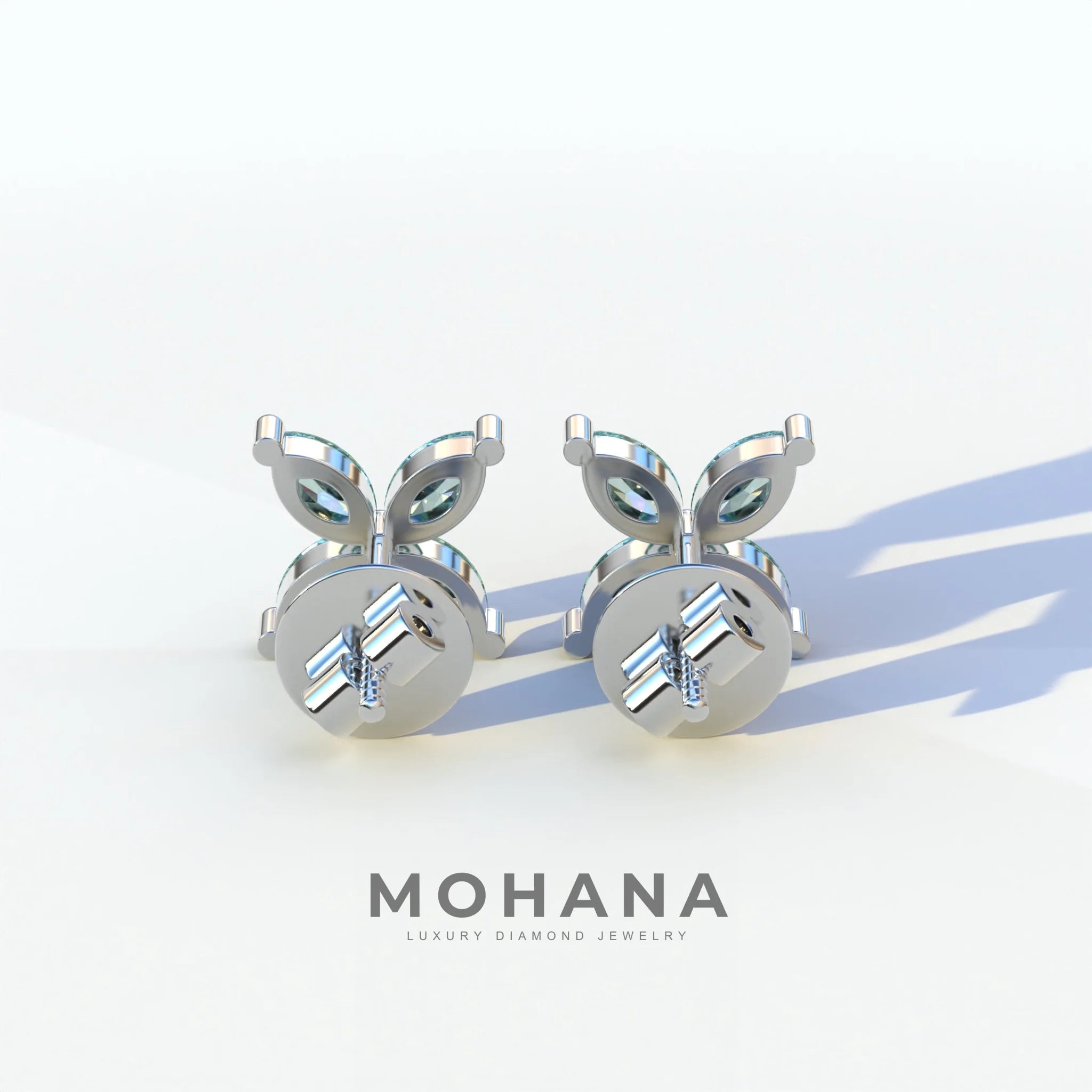 2 Carat Green Marquise Cut Lab Grown Diamond Stud Earrings - Maria Tash