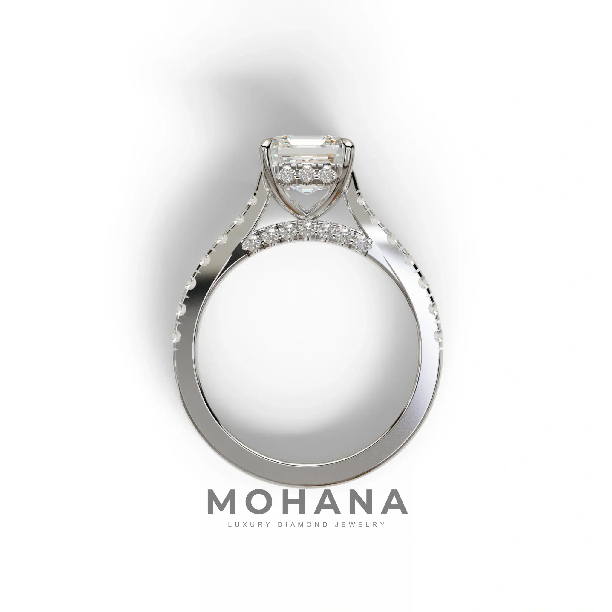 2 Carat E VVS Asscher Cut Lab Grown Diamond Engagement Ring | Hidden Halo & Pave - Kay