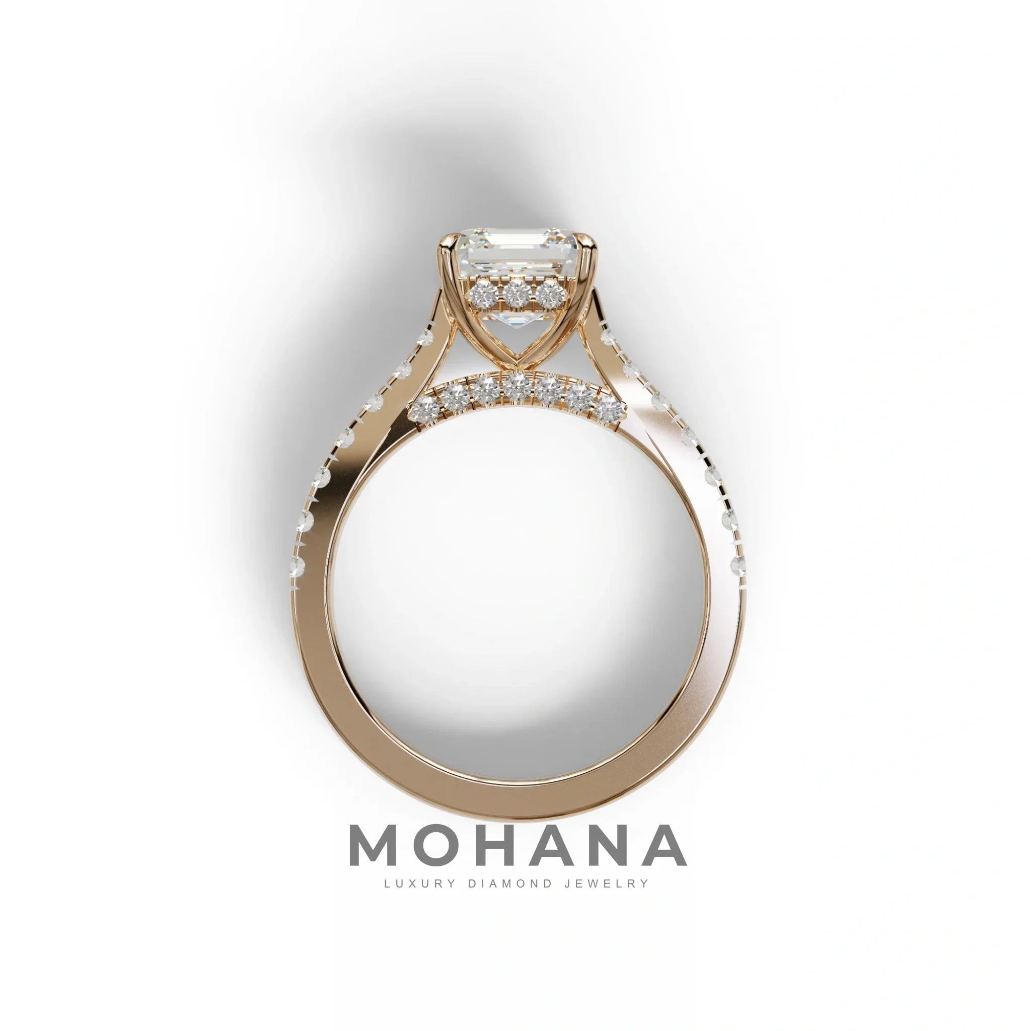 2 Carat E VVS Asscher Cut Lab Grown Diamond Engagement Ring | Hidden Halo & Pave - Kay