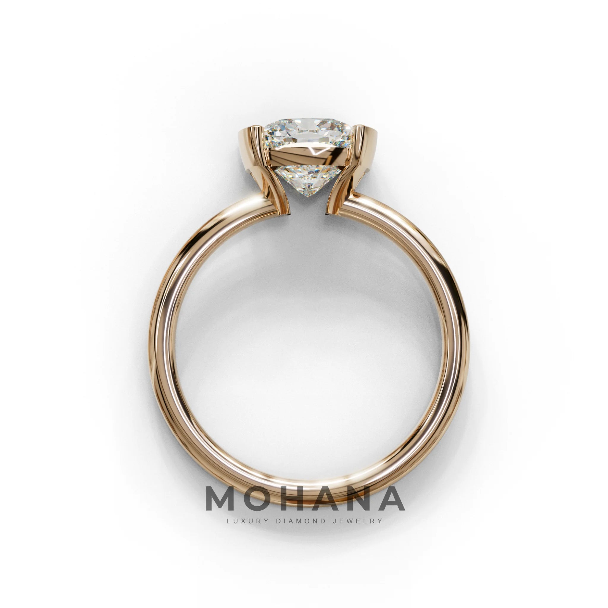 2 Carat E VVS Cushion Diamond Ring - Half Bezel Set Ring - Remi