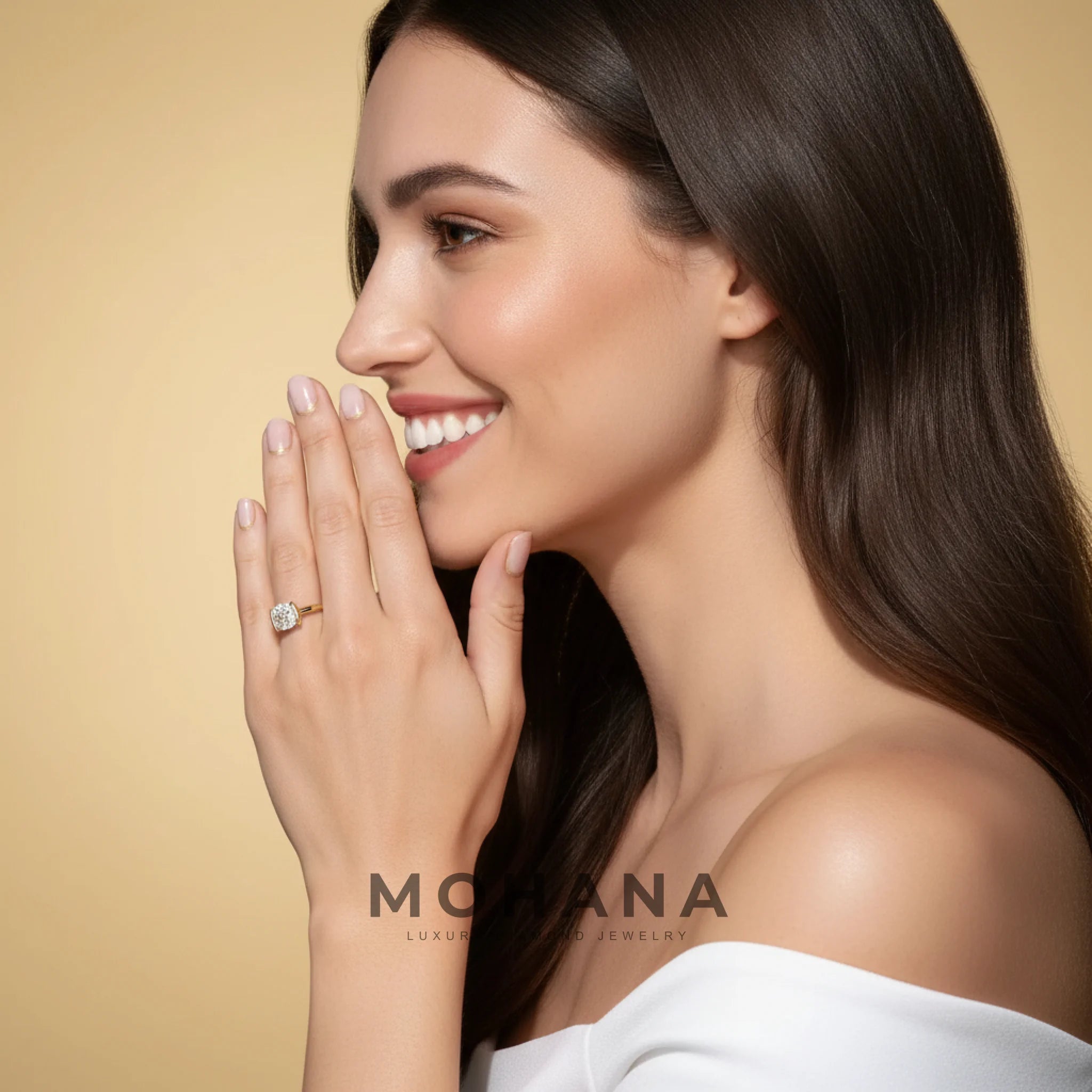2 Carat E VVS Cushion Cut Lab Grown Diamond Half-Bezel Solitaire Engagement Ring – Ultra Low Profile