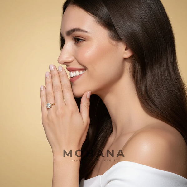 2 Carat Lab Grown Diamond Engagement Ring – Cushion Cut Bezel alternate view