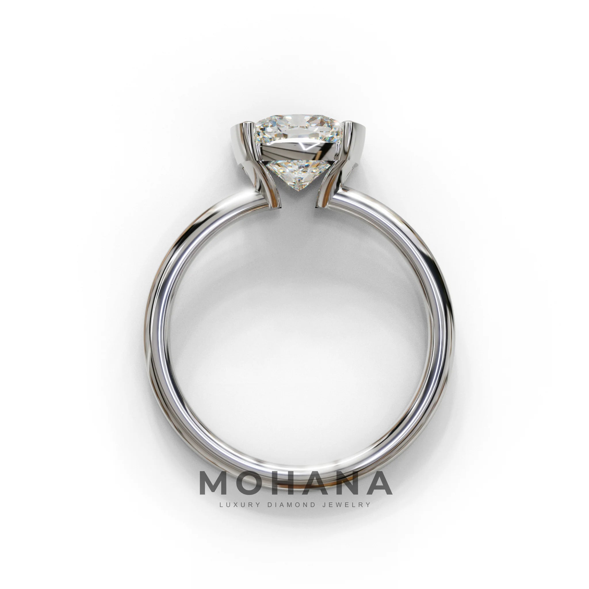 2 Carat E VVS Cushion Diamond Ring - Half Bezel Set Ring - Remi