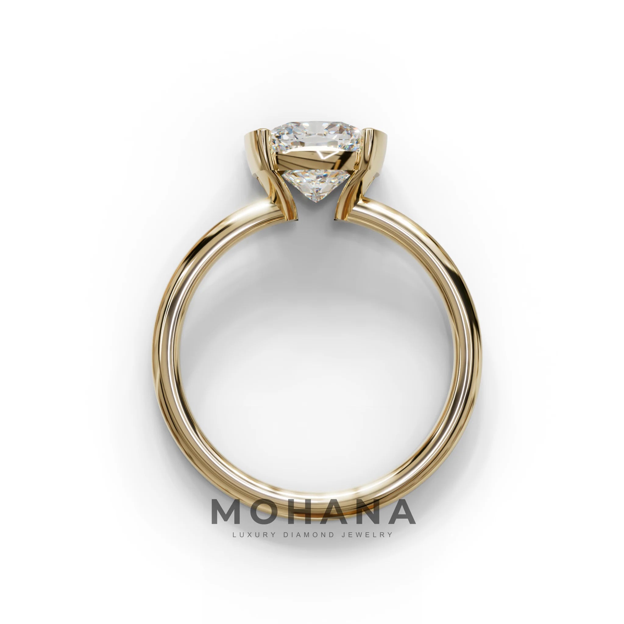 2 Carat E VVS Cushion Diamond Ring - Half Bezel Set Ring - Remi