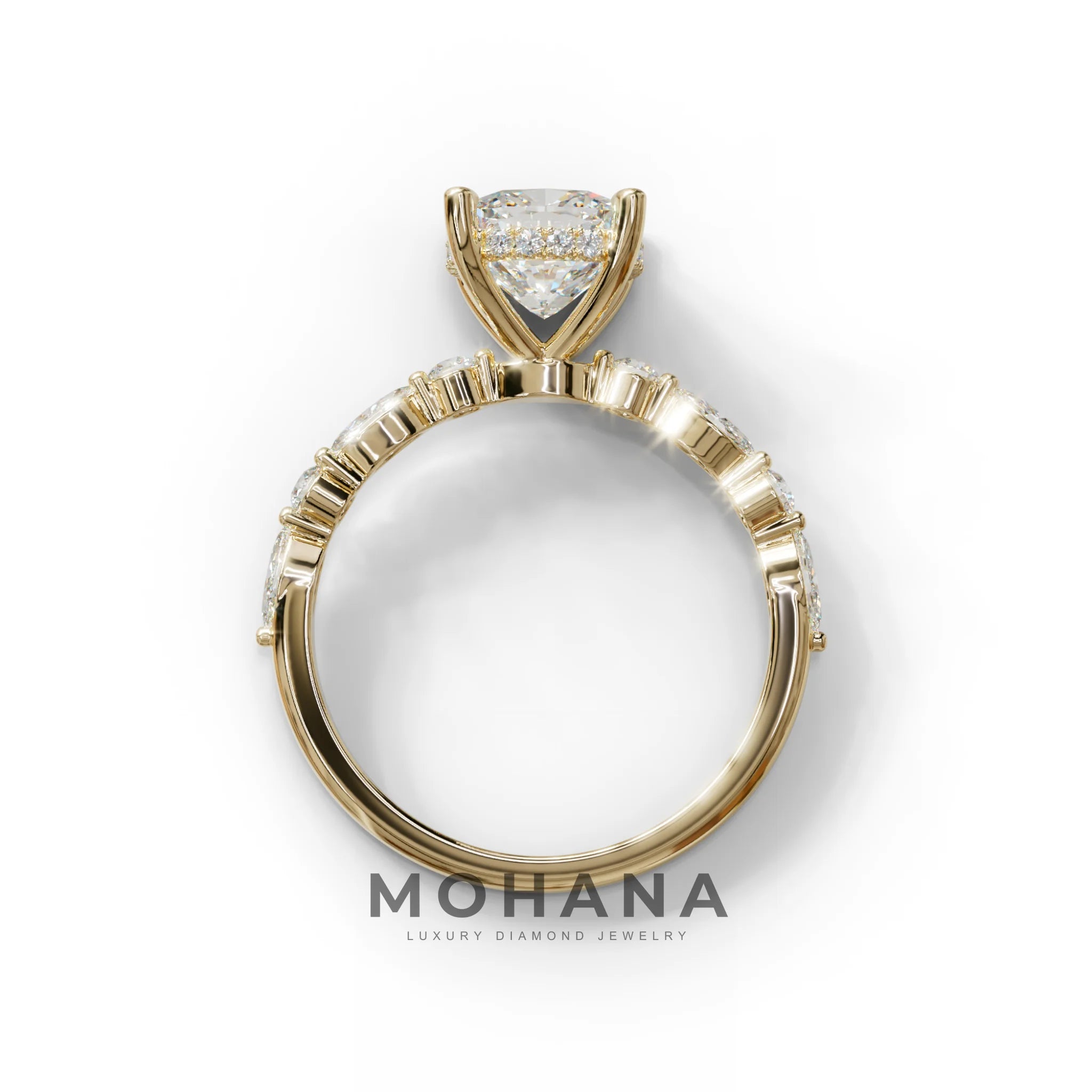 2 Carat E-VVS Cushion Cut Hidden Halo & Pave Lab Diamond Ring - Daisy
