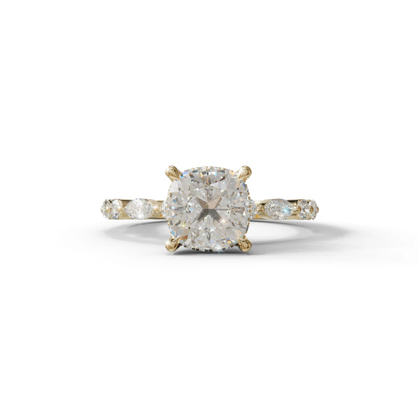 2 Carat Lab Grown Diamond Engagement Ring – Cushion Cut Hidden Halo