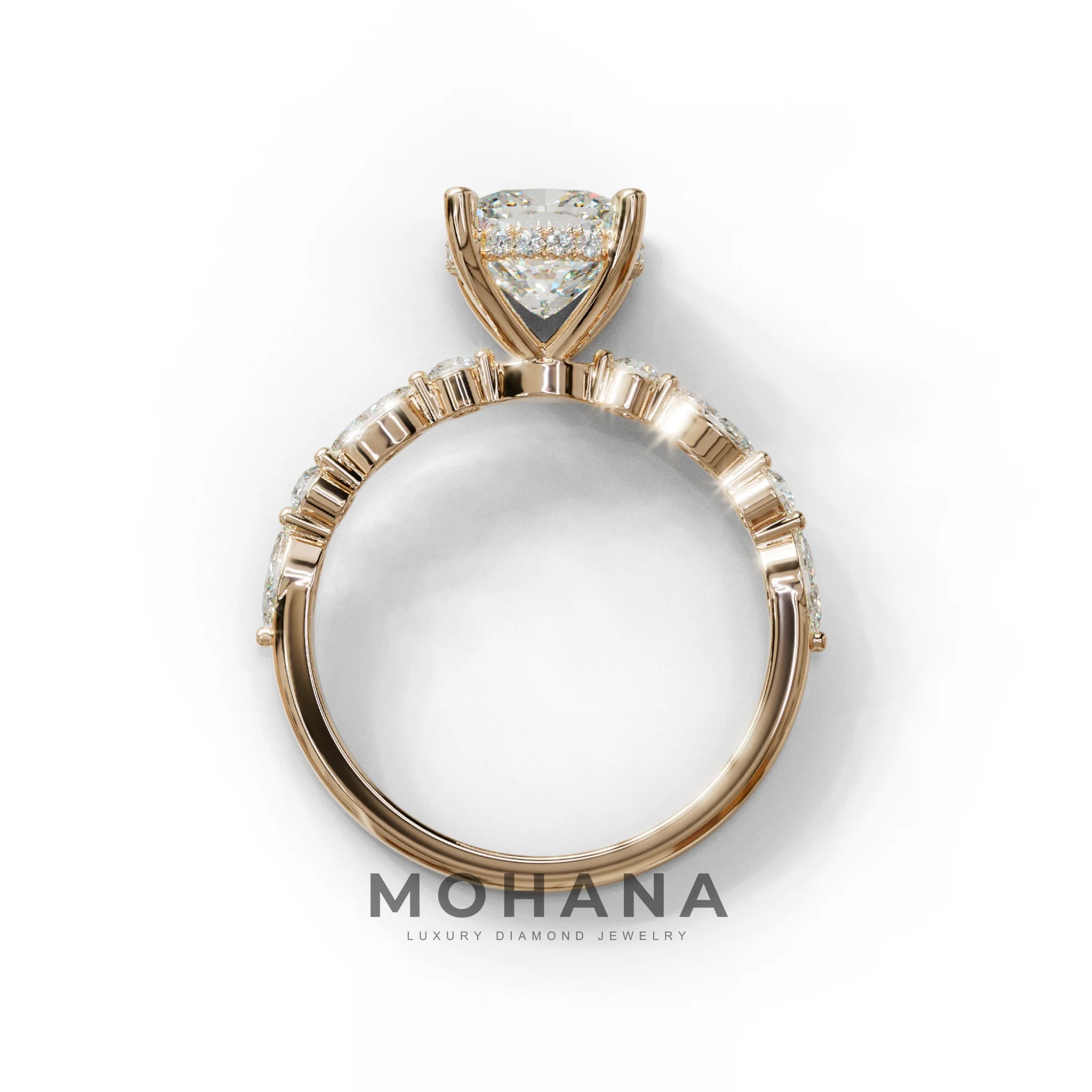 2 Carat E-VVS Cushion Cut Hidden Halo & Pave Lab Diamond Ring - Daisy