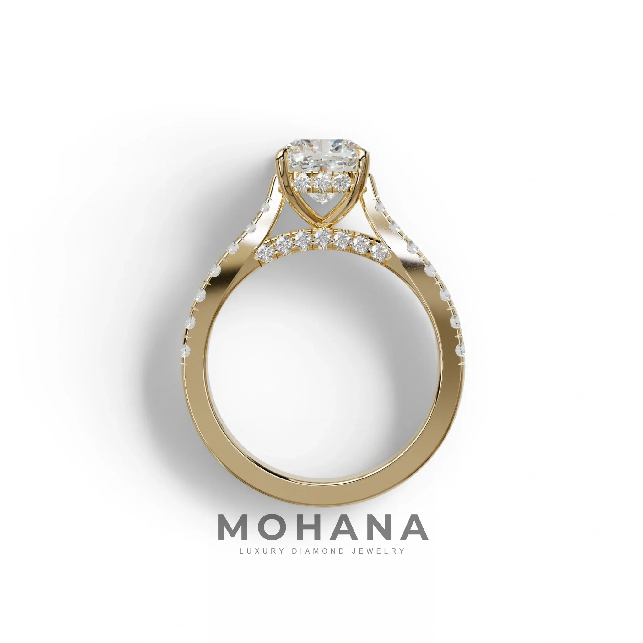 2 Carat E VVS Cushion Cut Lab Diamond Engagement Ring - Leo