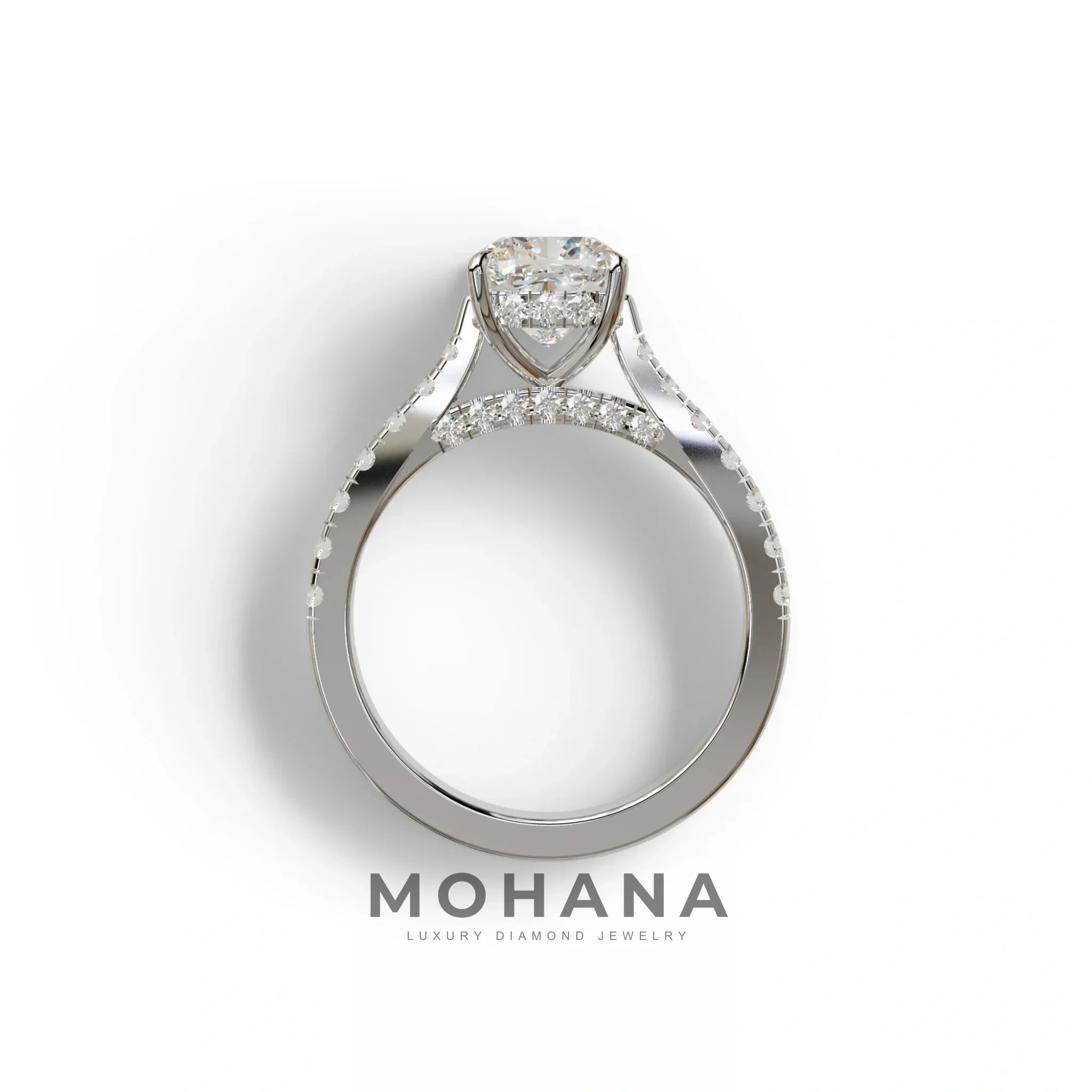 2 Carat E VVS Cushion Cut Lab Diamond Engagement Ring - Leo