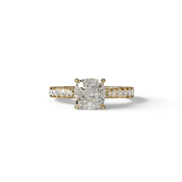 2 Carat Lab Grown Diamond Engagement Ring – Cushion Cut Solitaire | Leo