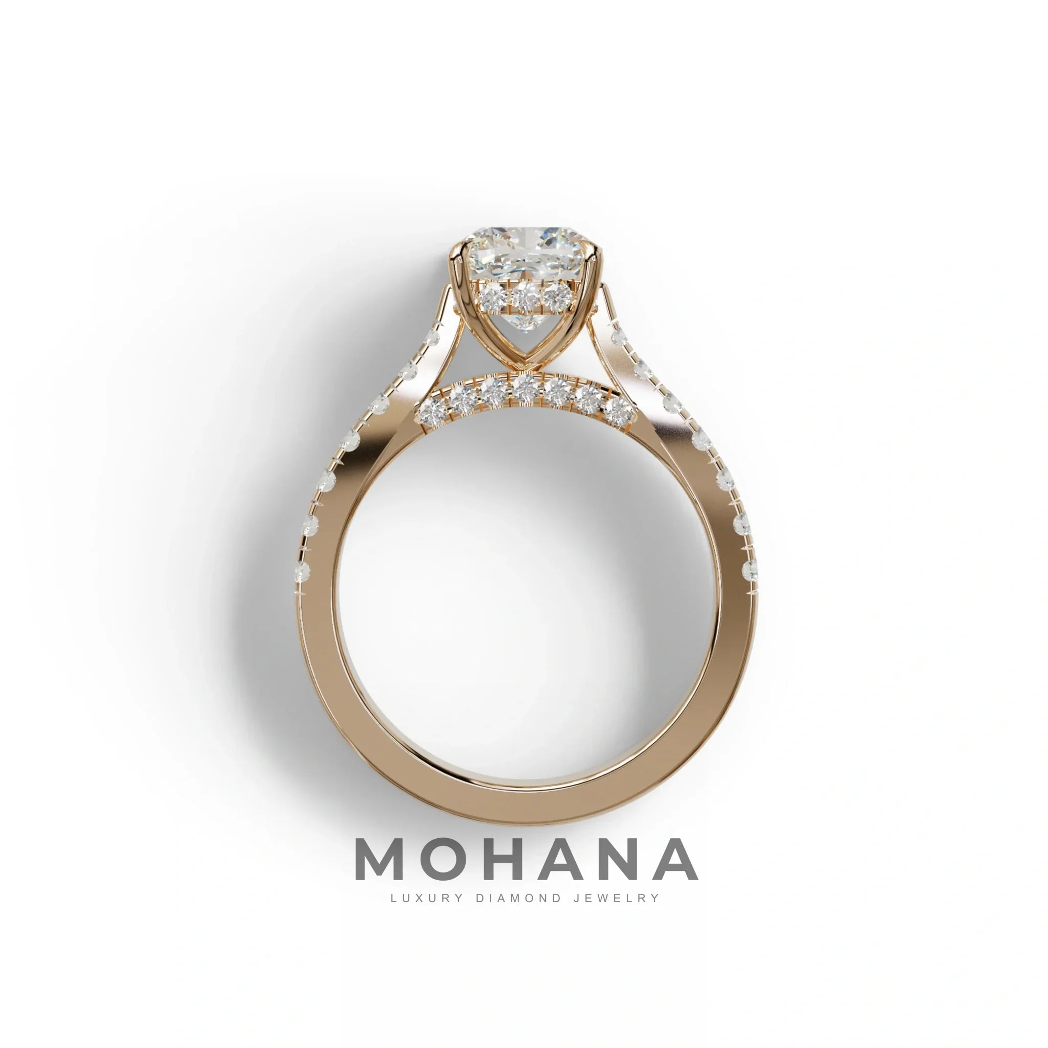 2 Carat E VVS Cushion Cut Lab Diamond Engagement Ring - Leo