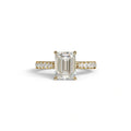 2 Carat E VVS Emerald Cut Hidden Halo & Pave Lab Diamond Ring - Siara - 10K Solid Gold / Yellow Gold