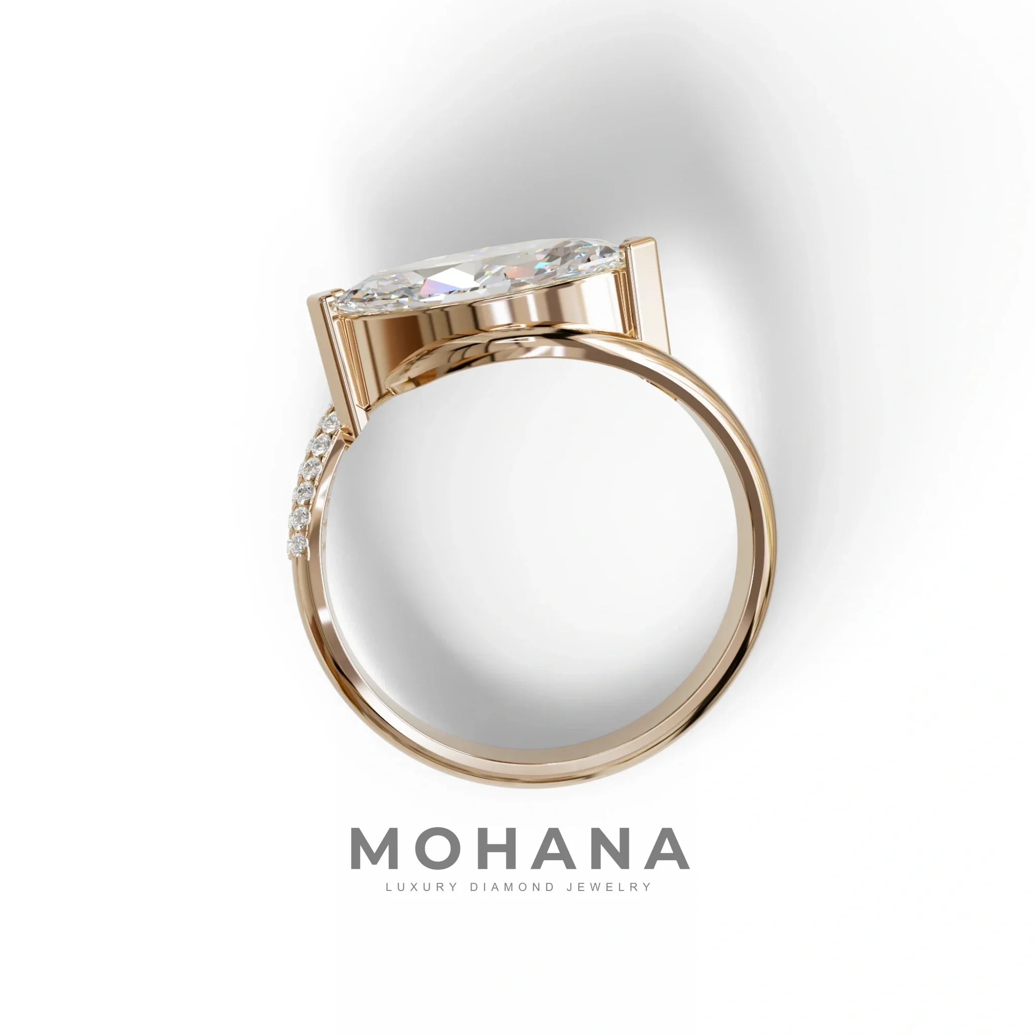2 Carat E VVS Marquise Cut Lab Diamond Curve Engagement Ring - Maya