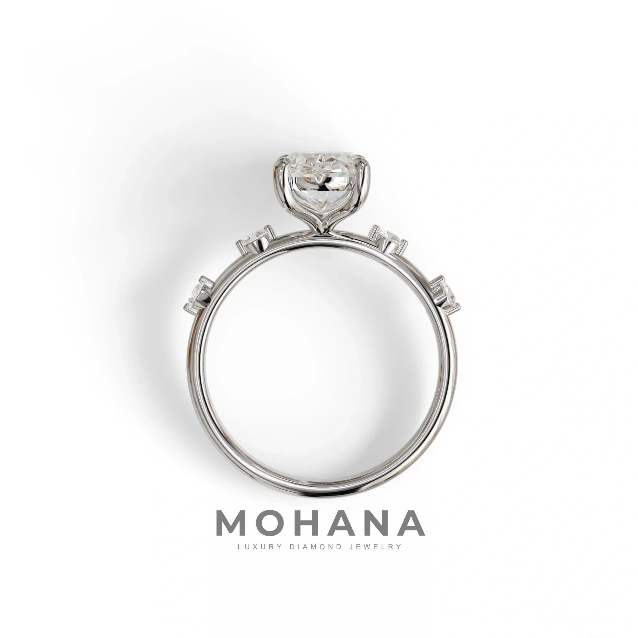 2 Ct Oval Cut Lab Diamond In Space-Chanel Setting Ring - Celestial