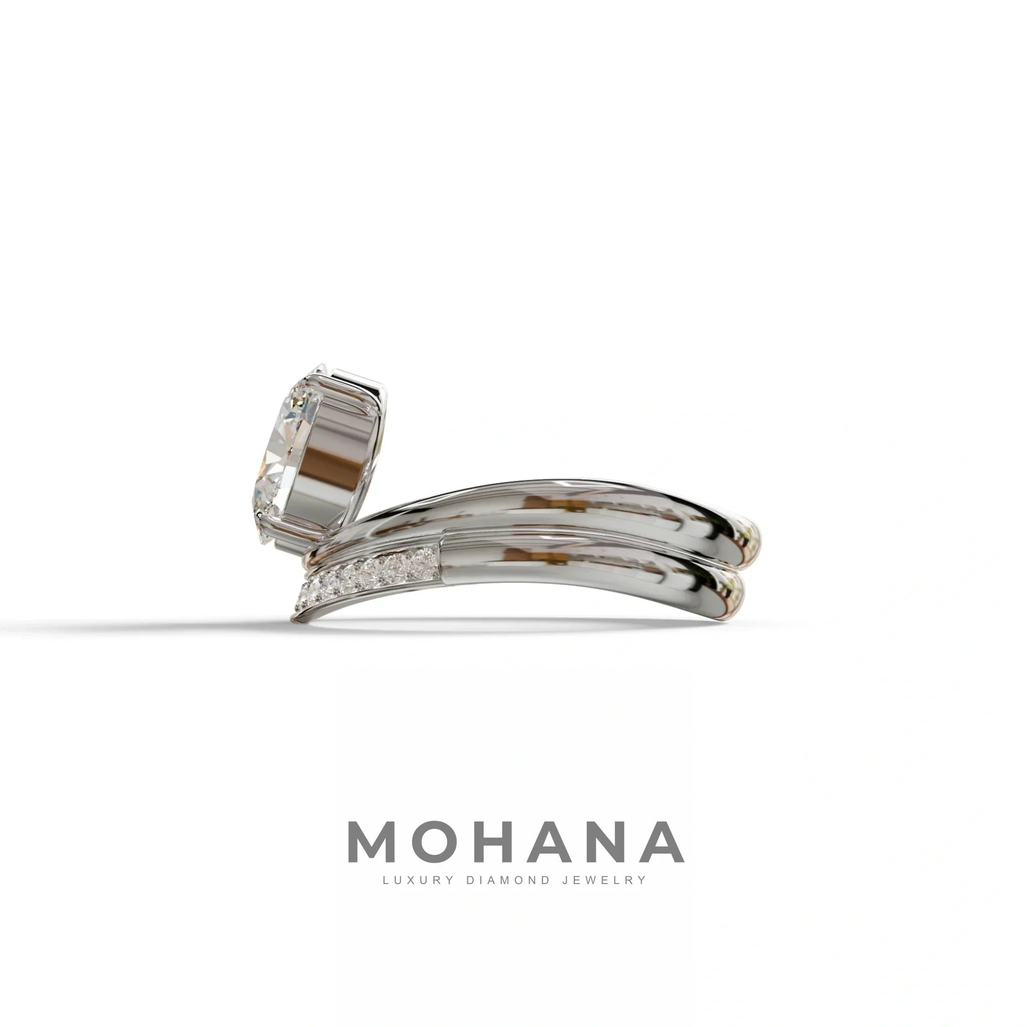 2 Carat E VVS Oval Cut Lab Grown Diamond Ring | Curve Setting - Brilliance