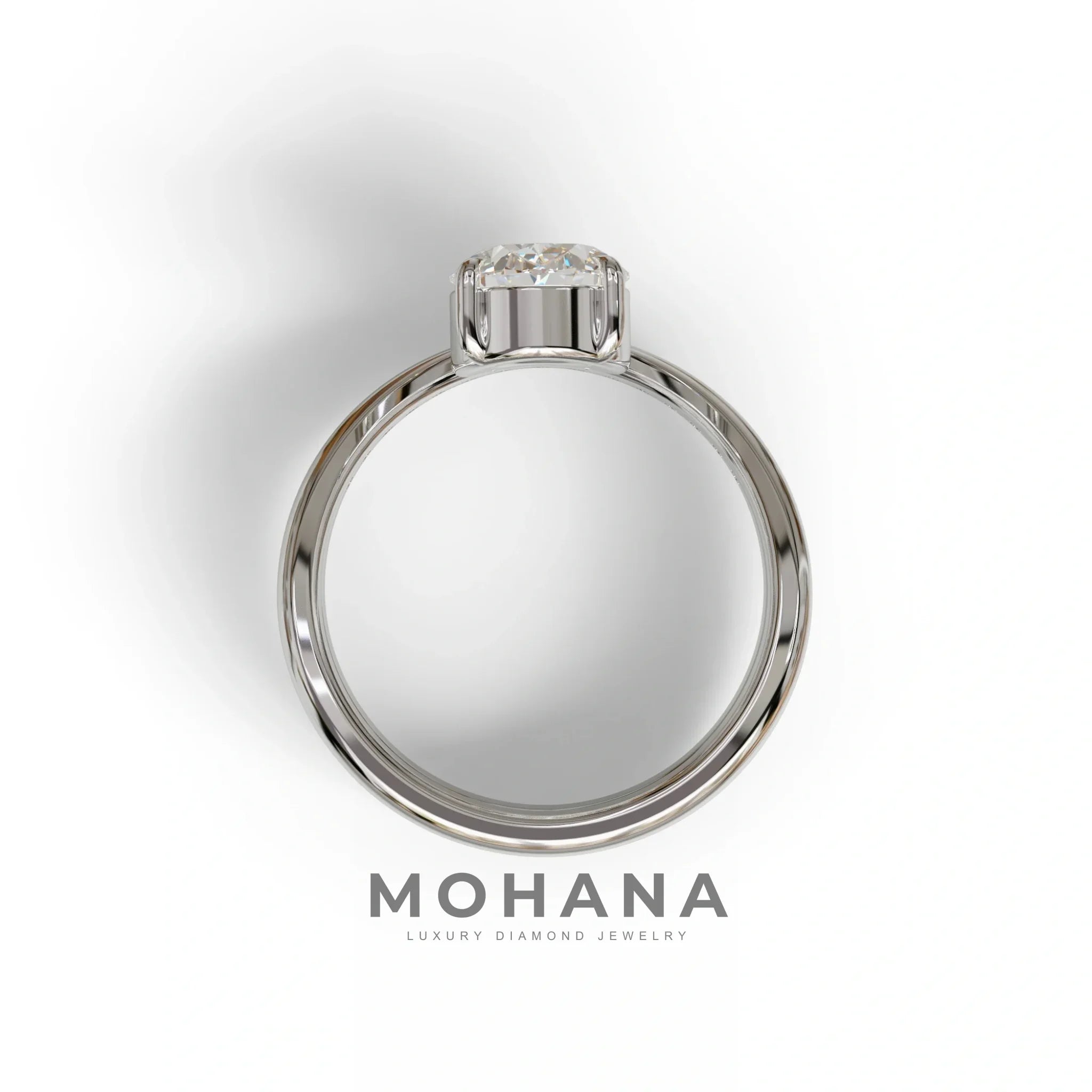 2 Carat E VVS Oval Cut Lab Grown Diamond Ring | Curve Setting - Brilliance