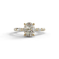 2 Carat E-VVS Oval Cut Hidden Halo & Pave Lab Diamond Ring - Laina - 10K Solid Gold / Yellow Gold