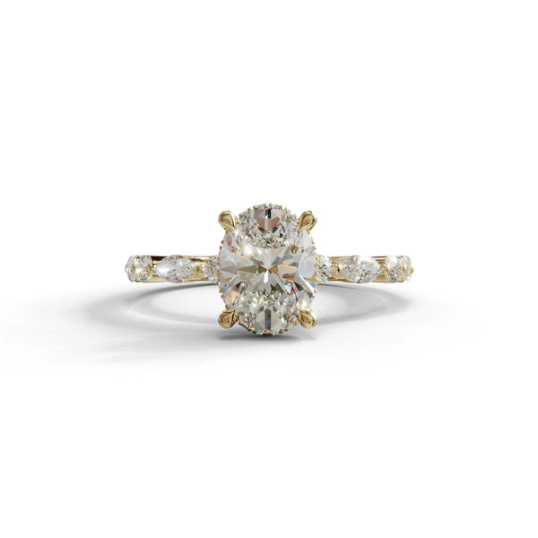 2 Carat Lab Grown Diamond Engagement Ring – Oval Cut Hidden Halo