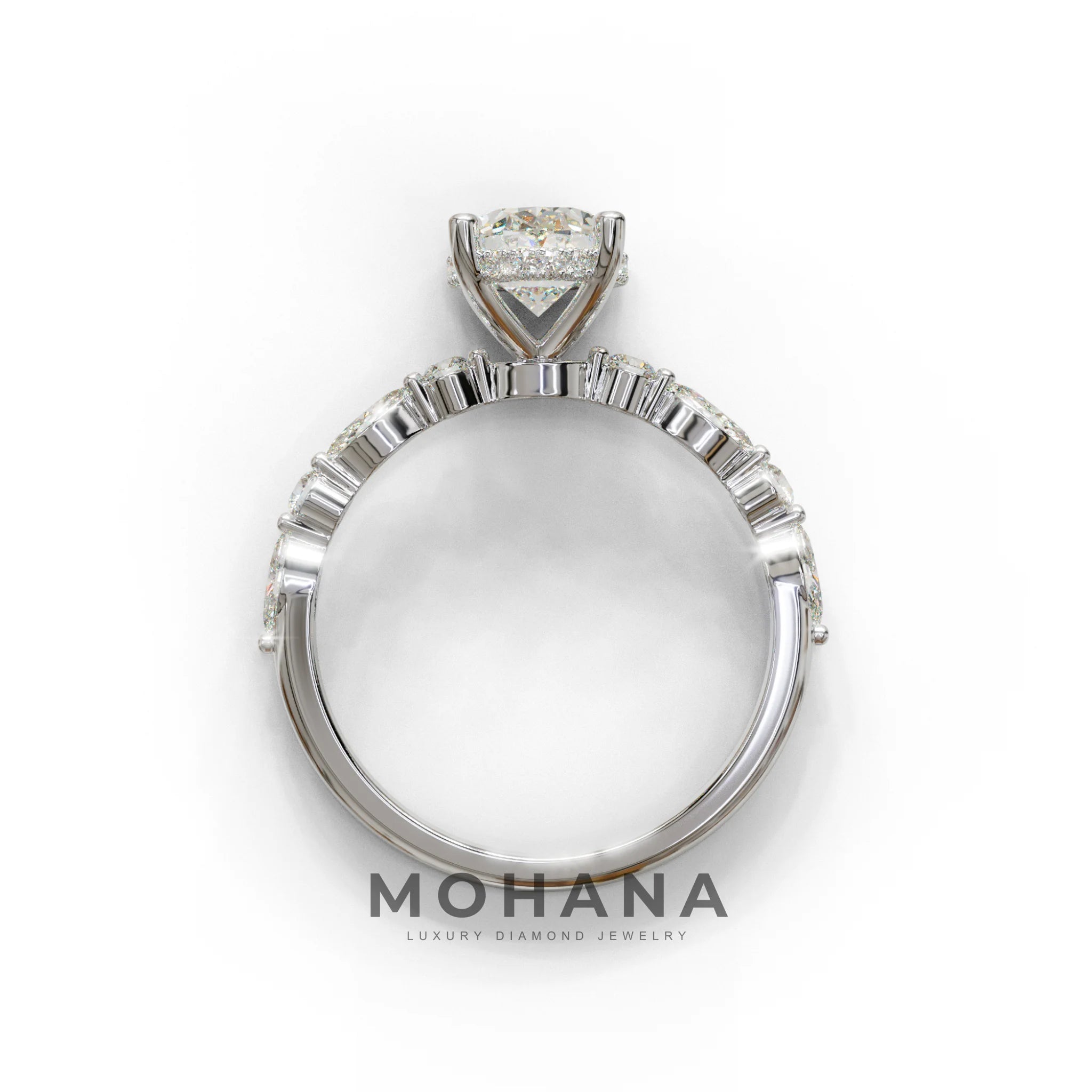 2 Carat E-VVS Oval Cut Hidden Halo & Pave Lab Diamond Ring - Laina