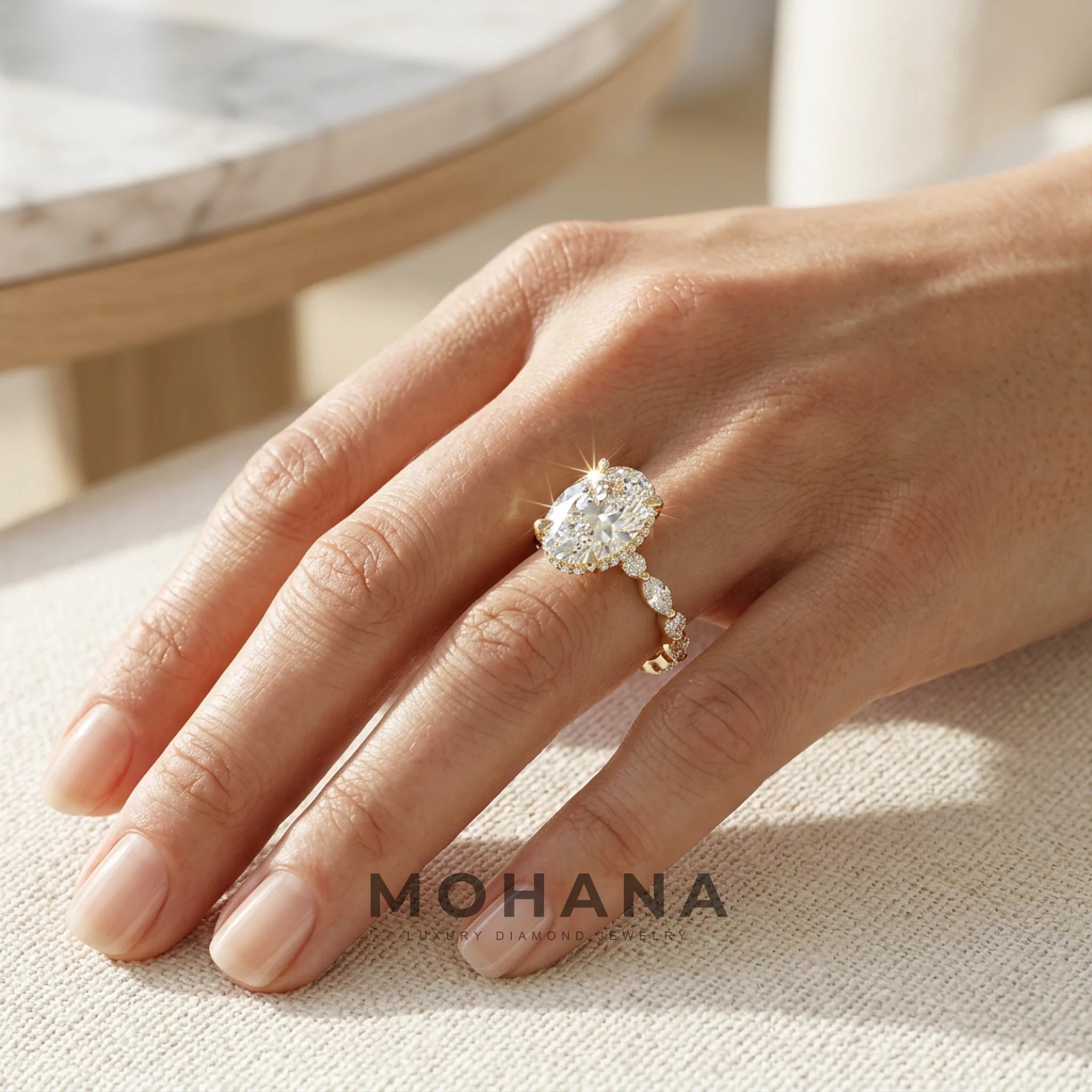 2 Carat E VVS Oval Cut Hidden Halo & Pave Lab Grown Diamond Engagement Ring
