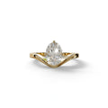 2 Carat Oval Cut Solitaire Lab Grown Diamond Engagement Ring | Nested Diamond Ring - Aura - 10K Solid Gold / Yellow Gold