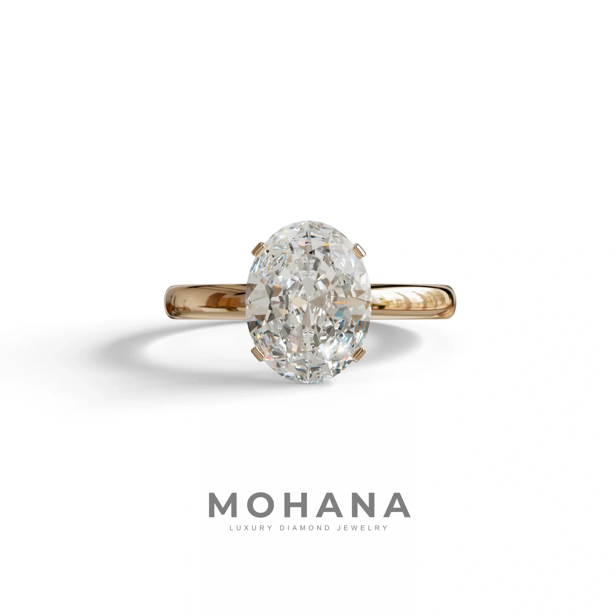 2ct Oval solitaire Diamond Ring White Gold Lab Diamond Engagement Ring - Eira - 10K Solid Gold / Rose Gold