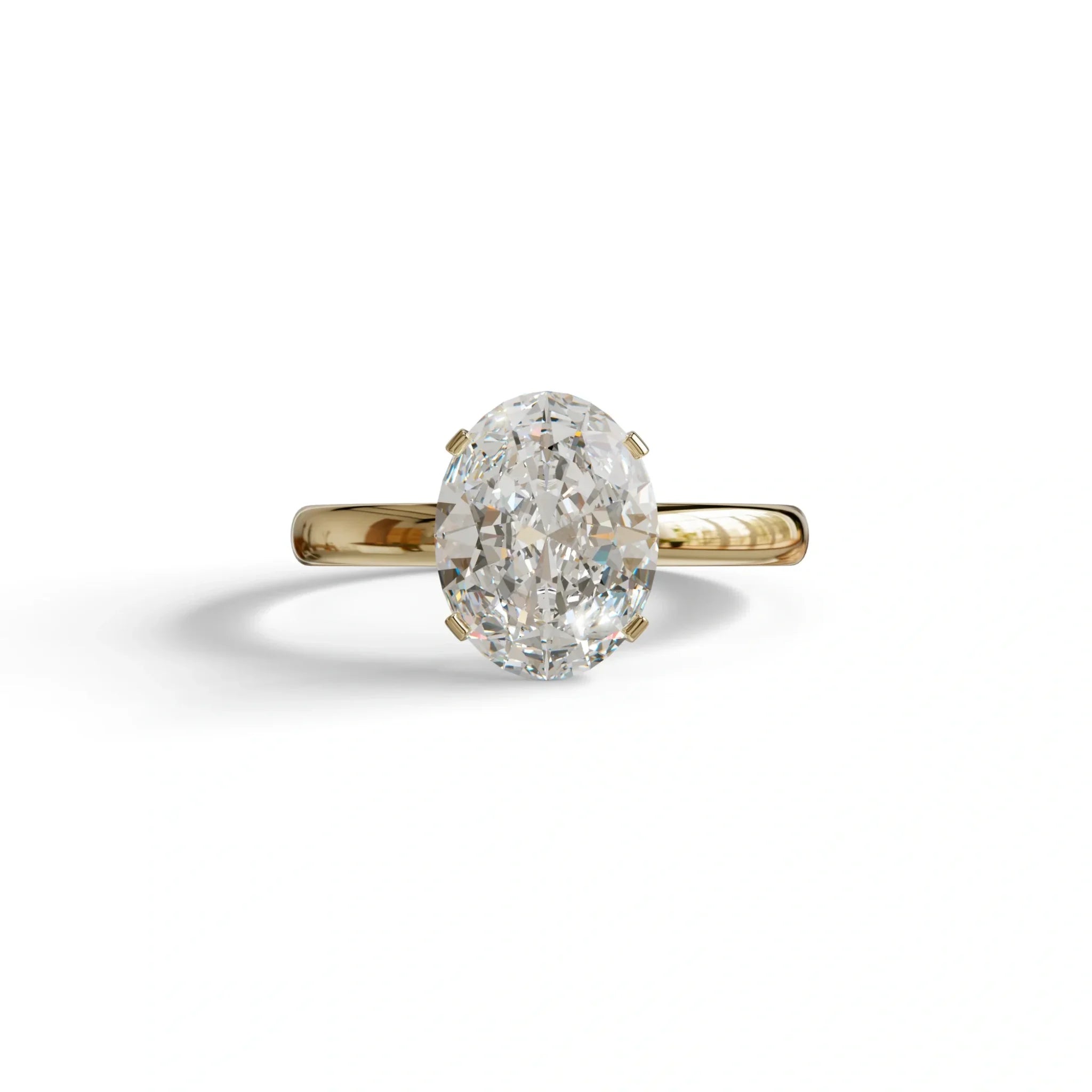2ct Oval solitaire Diamond Ring White Gold Lab Diamond Engagement Ring - Eira - 10K Solid Gold / Yellow Gold