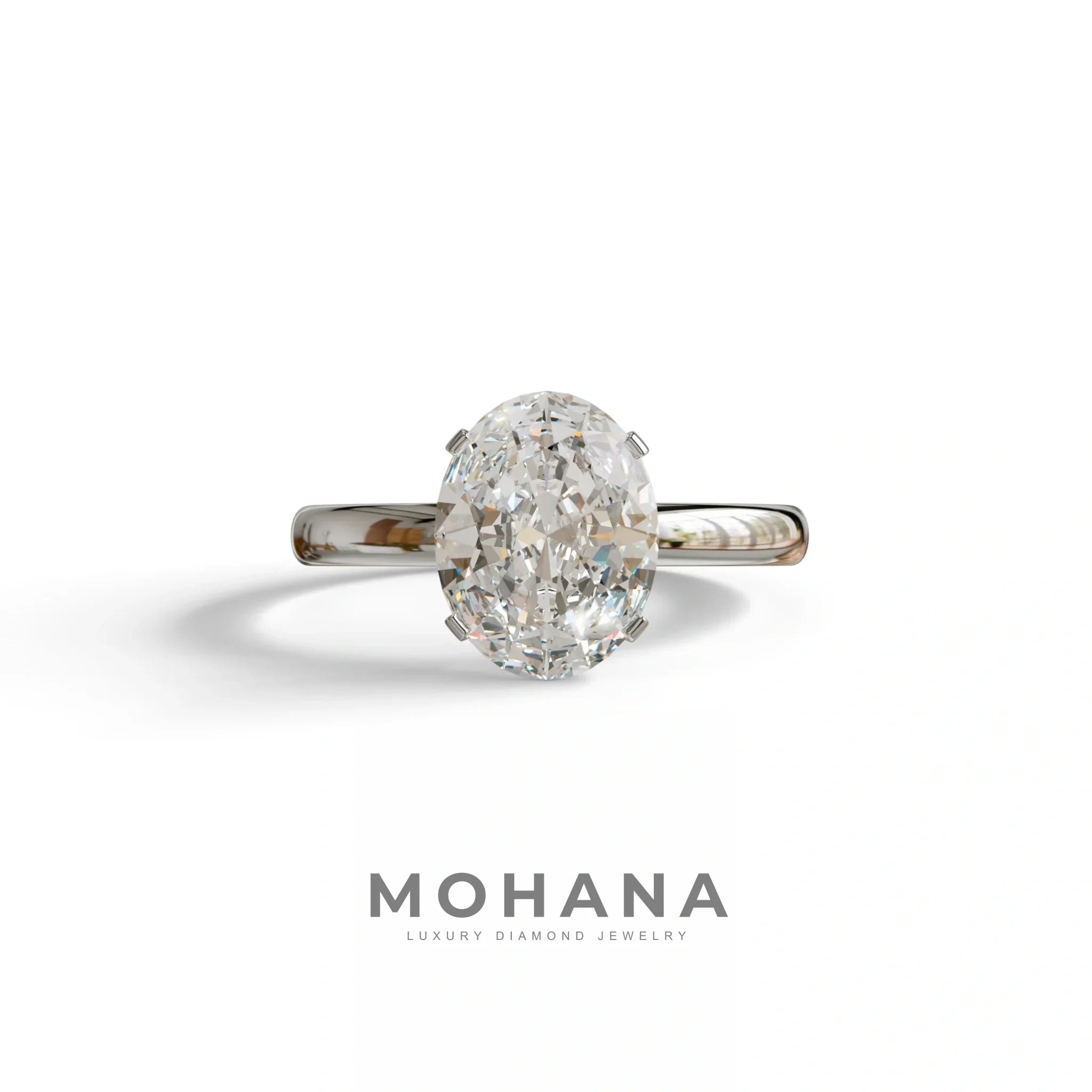 2ct Oval solitaire Diamond Ring White Gold Lab Diamond Engagement Ring - Eira - 10K Solid Gold / White Gold