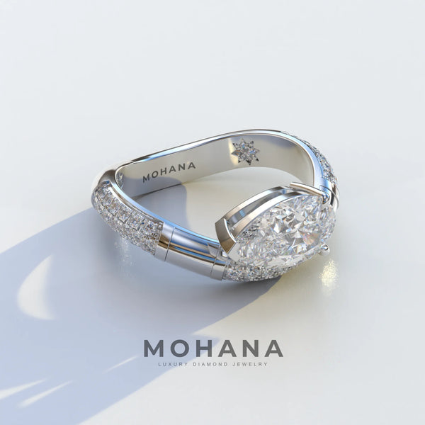 2 Carat Lab Grown Diamond Engagement Ring – Pear Cut East-West | J'Lure alternate view