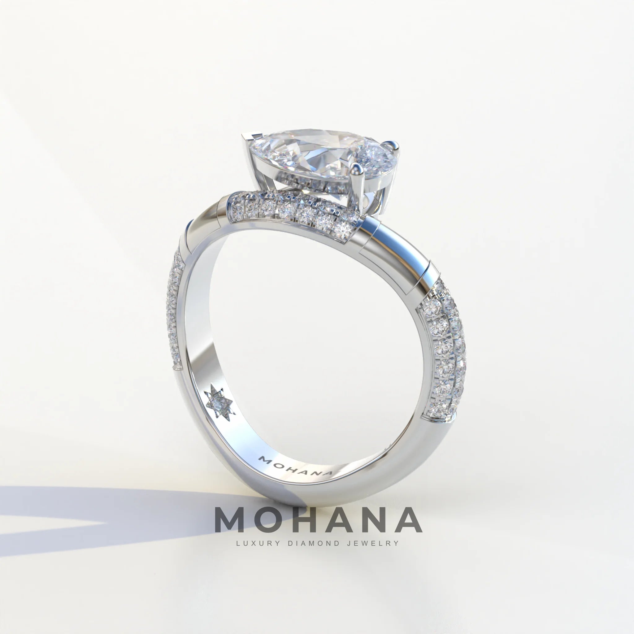 2 Carat East-West Pear Cut Lab Diamond Engagement Ring - J’Lure