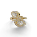 E/VVS 2 Carat Pear Cut Lab Grown Halo & Pave Diamond Ring - Ahurissant - 10K Solid Gold / Yellow Gold