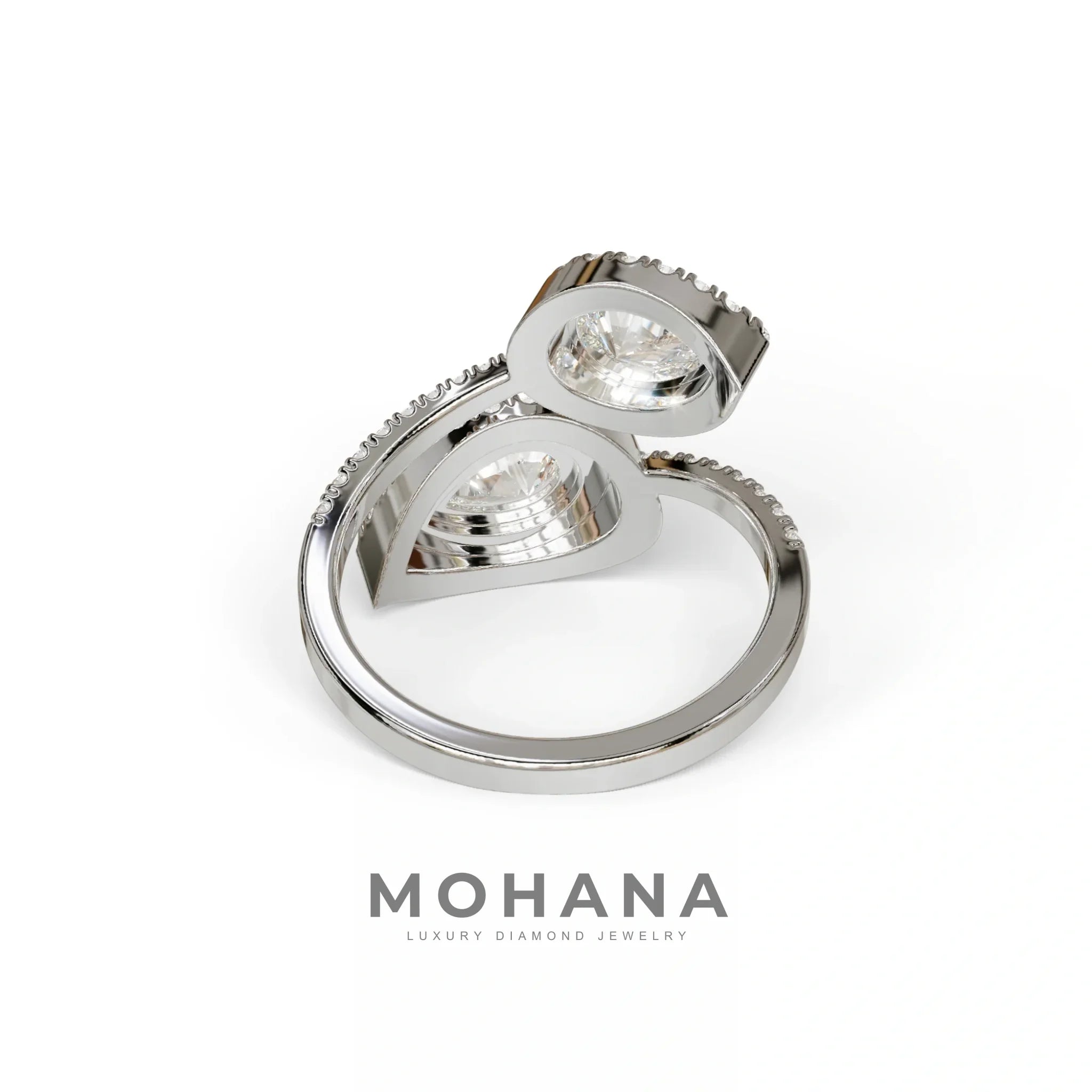 E/VVS 2 Carat Pear Cut Lab Grown Halo & Pave Diamond Ring - Ahurissant