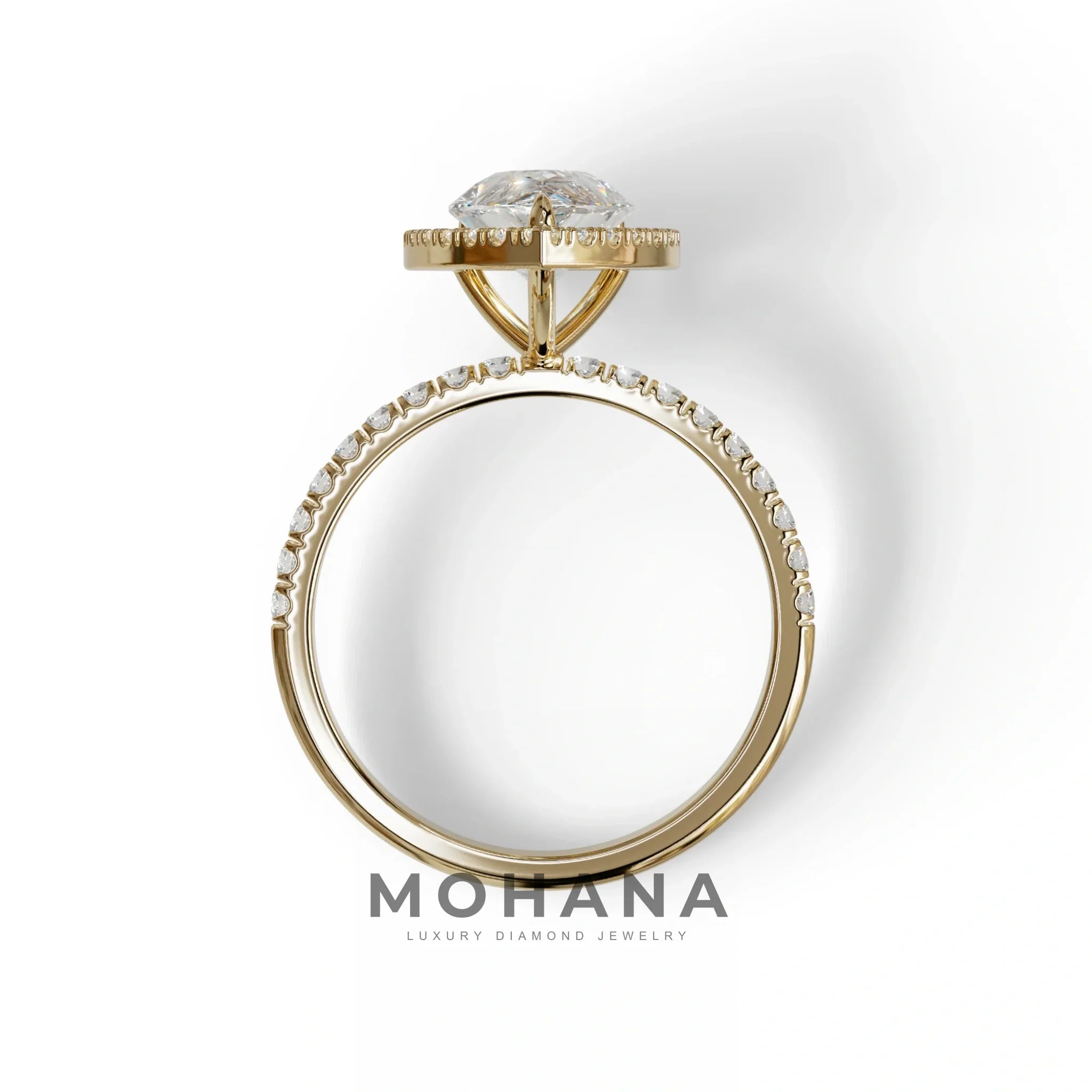 E VVS 2 Carat Pear Cut Halo & Pave Lab Diamond Ring - Glam Deck
