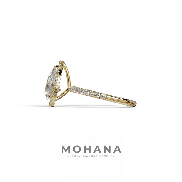 2 Carat Lab Grown Diamond Engagement Ring – Pear Cut Halo | Glam Deck alternate view