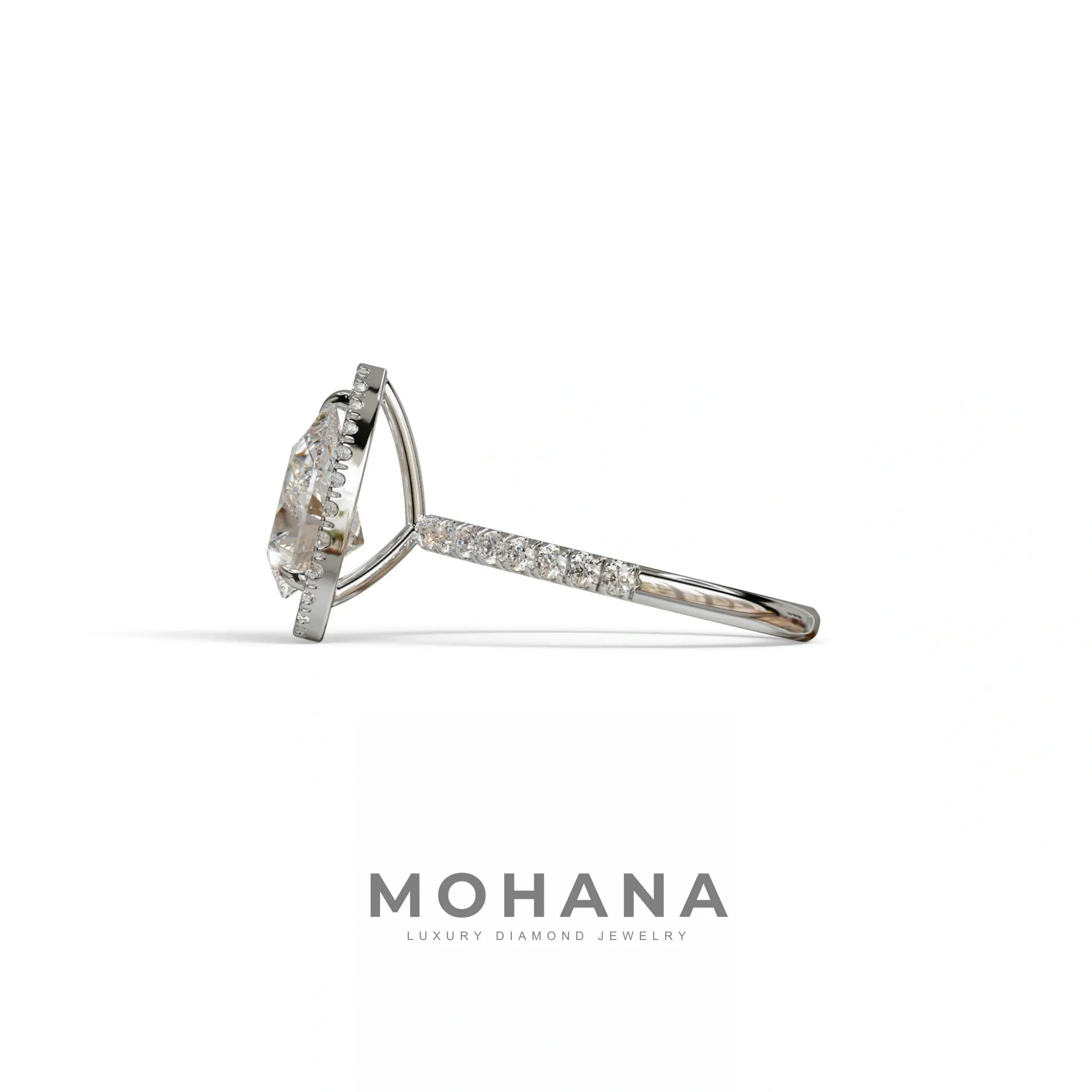 E VVS 2 Carat Pear Cut Halo & Pave Lab Diamond Ring - Glam Deck