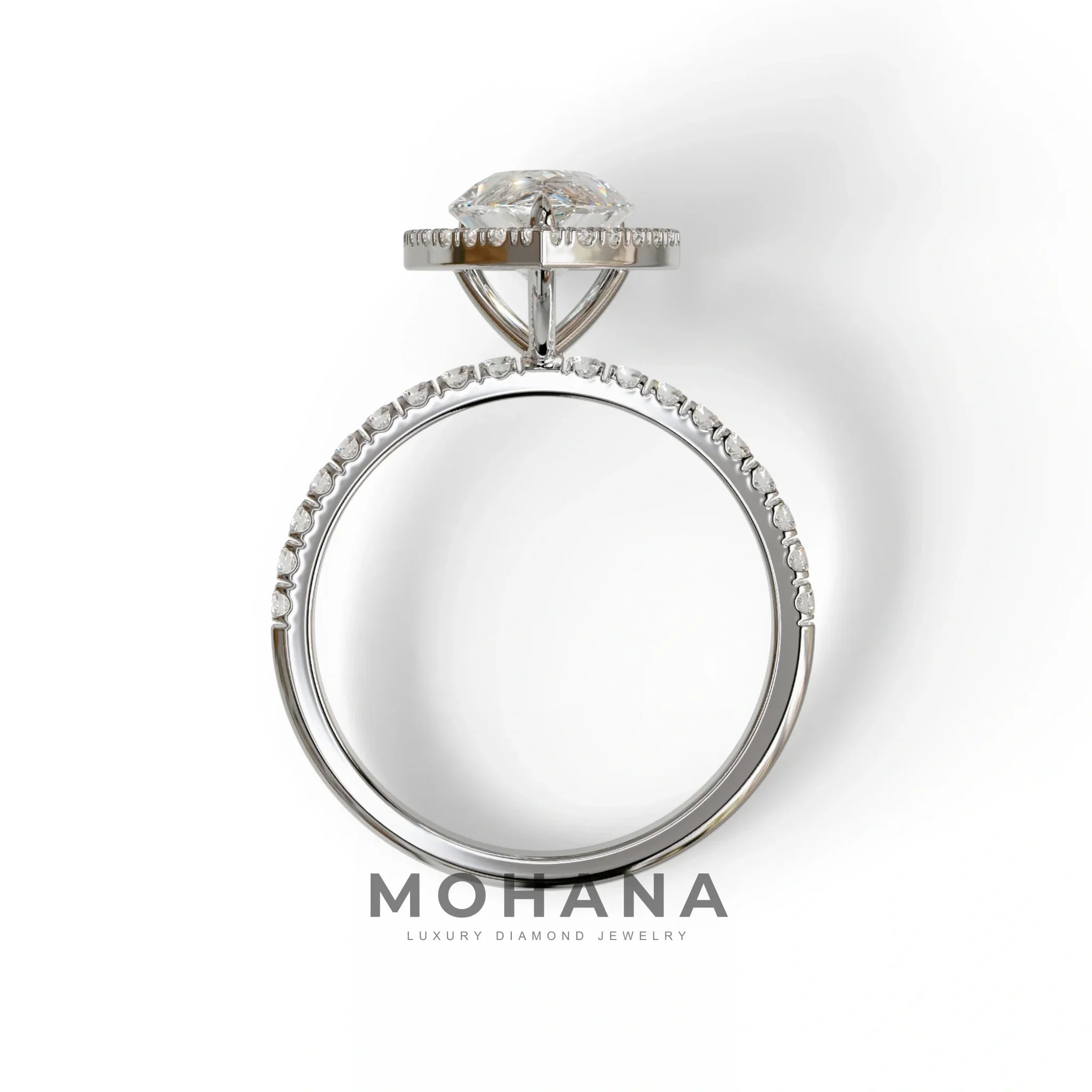 E VVS 2 Carat Pear Cut Halo & Pave Lab Diamond Ring - Glam Deck