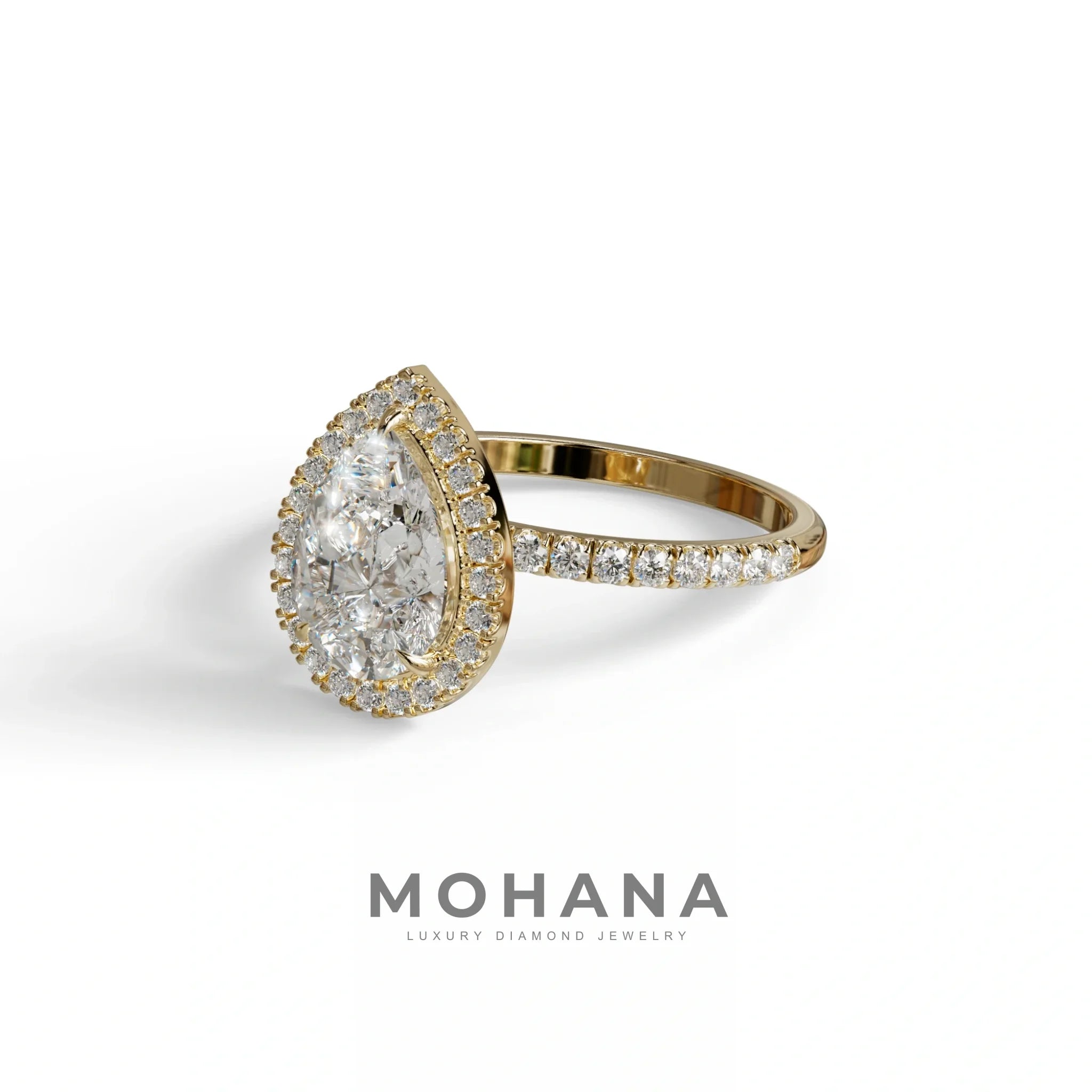E VVS 2 Carat Pear Cut Halo & Pave Lab Diamond Ring - Glam Deck