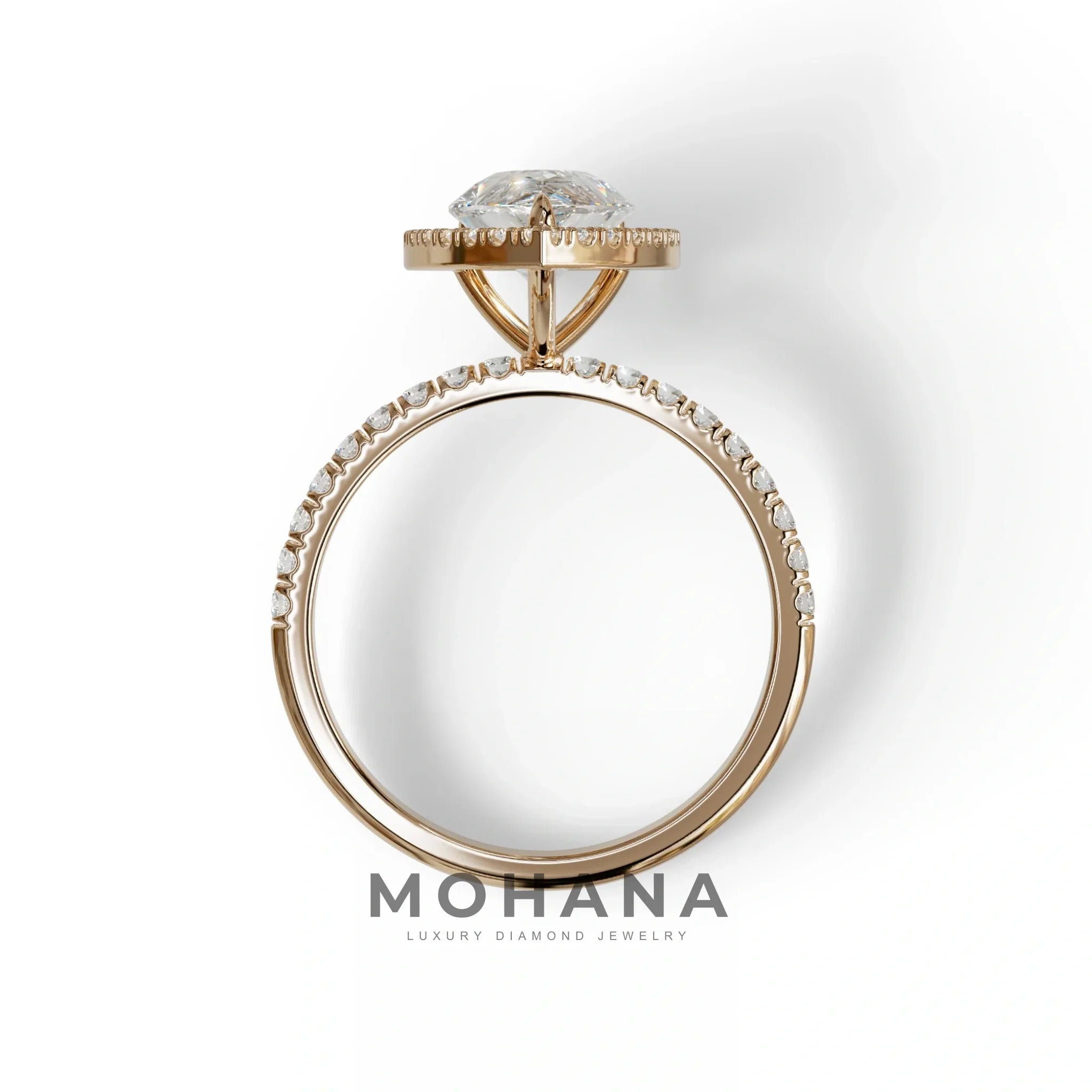 E VVS 2 Carat Pear Cut Halo & Pave Lab Diamond Ring - Glam Deck