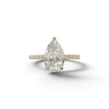 2 Carat E-VVS Pear Cut Hidden Halo & Pave Lab Diamond Ring - 10K Solid Gold / Yellow Gold