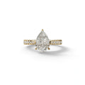 2 Carat E VVS Pear Shaped Hidden Halo Lab Diamond Engagement Ring - Teardrop - 10K Solid Gold / Yellow Gold