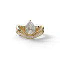 2 Carat Pear cut Curve Design Lab Diamond Wedding Ring set - Gemini - 10K Solid Gold / Yellow Gold