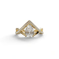 E VVS 2 Carat Pear Cut Tear Drop Lab Diamond Ring - Glamly - 10K Solid Gold / Yellow Gold